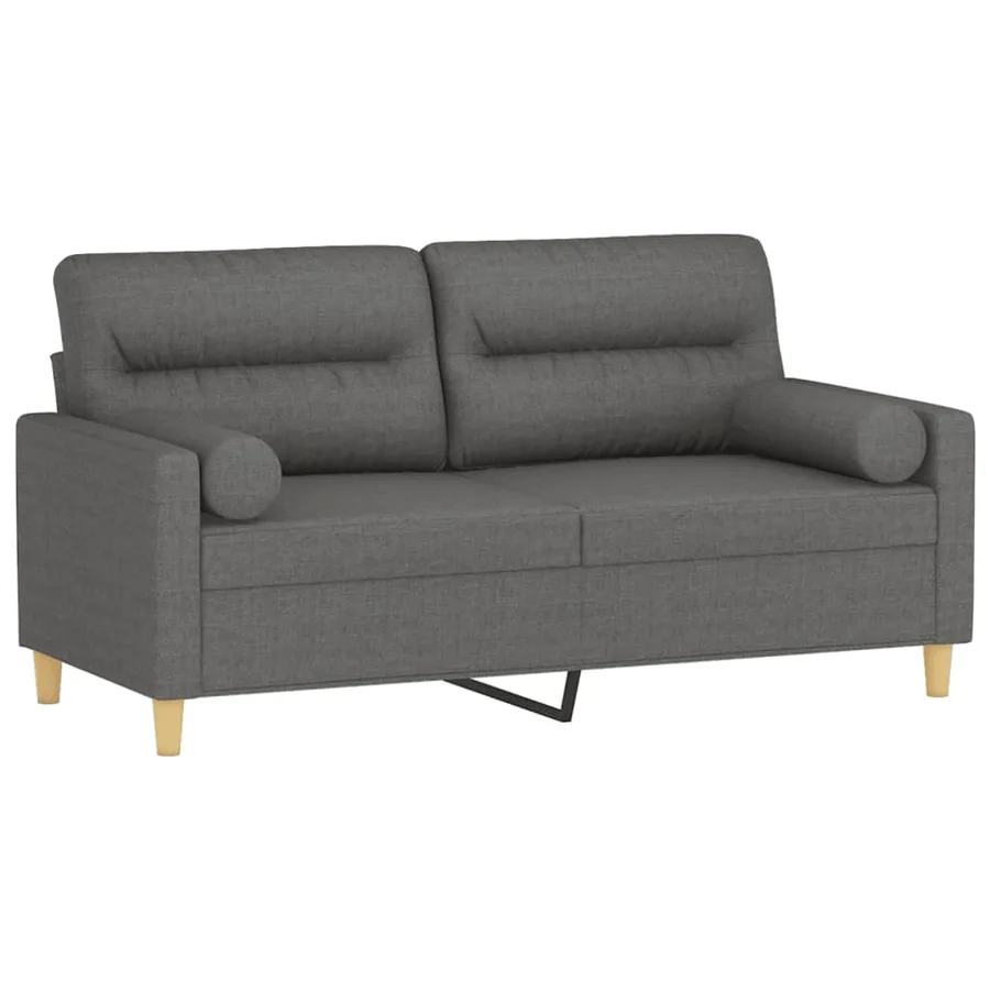 Canapé 2 places avec oreillers gris foncé 140 cm tissu - 3