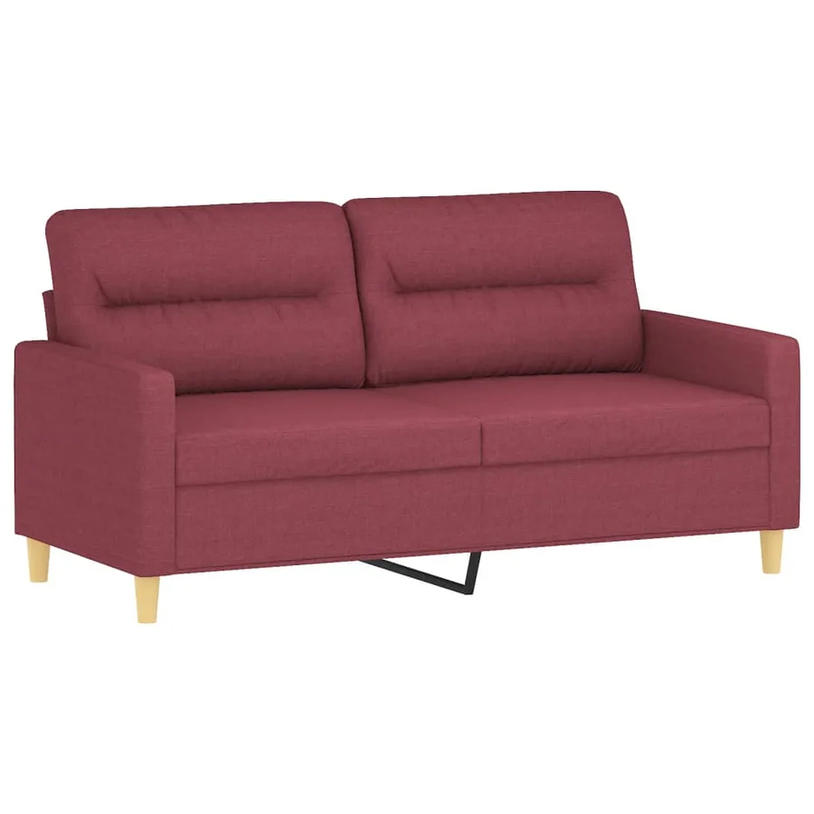 Ensemble de canapés 3 pcs avec coussins Rouge bordeaux Tissu - 4