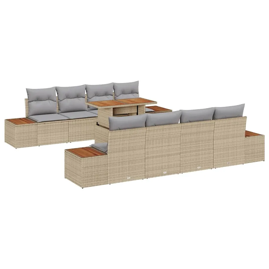 Ensemble de canapé de jardin 9 pc Beige et gris - 2