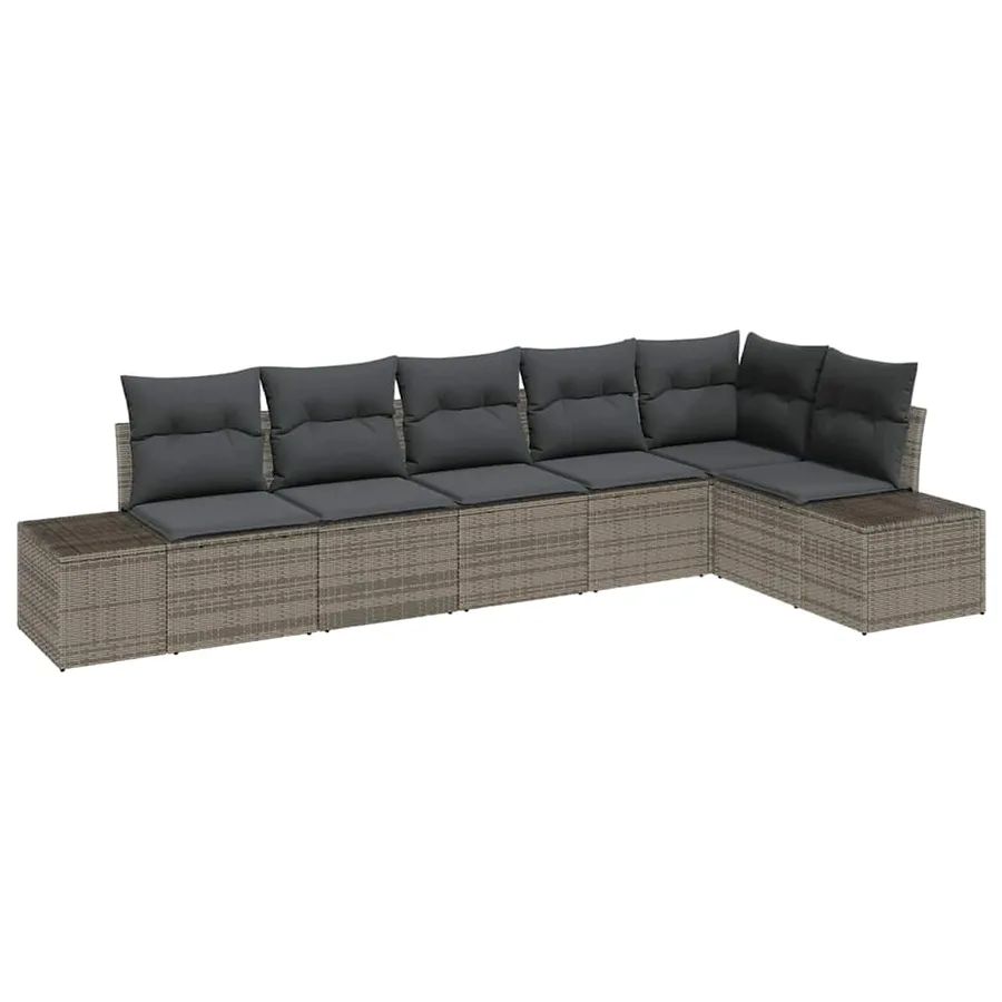 Ensemble de canapé de jardin avec stockage 6 pcs Gris polyrotin - 2