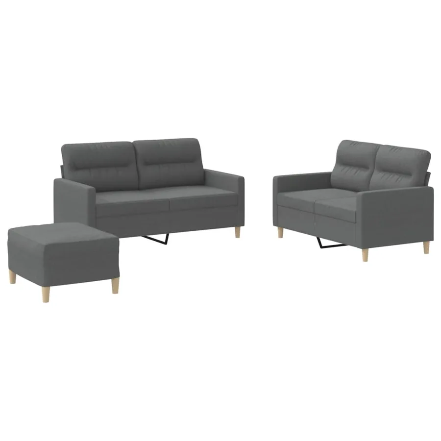 Ensemble de canapés 3 pcs avec coussins Gris foncé Tissu - 2