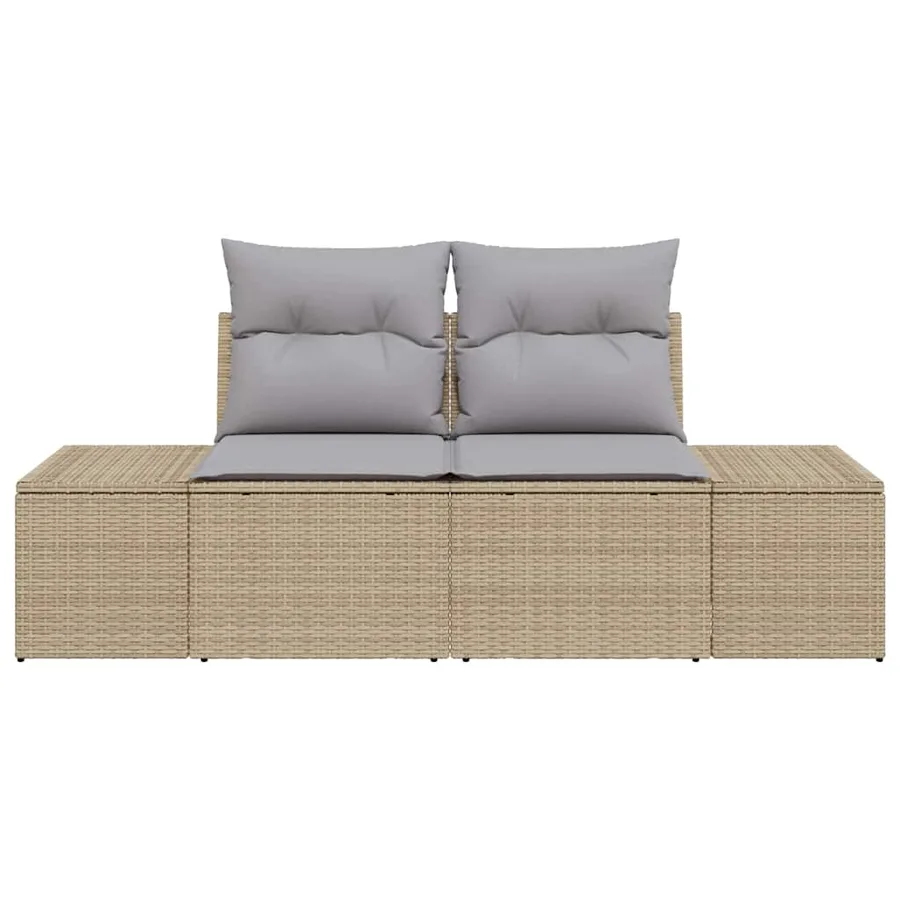 Canapé de jardin avec coussin Beige 184 x 62 x 69 cm polyrotin - 4