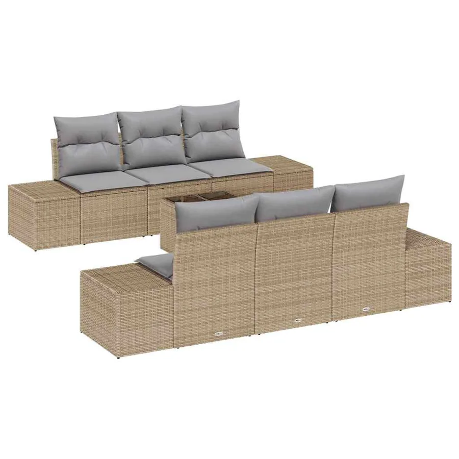 Ensemble de canapé de jardin 8 pcs Beige et gris polyrotin - 2