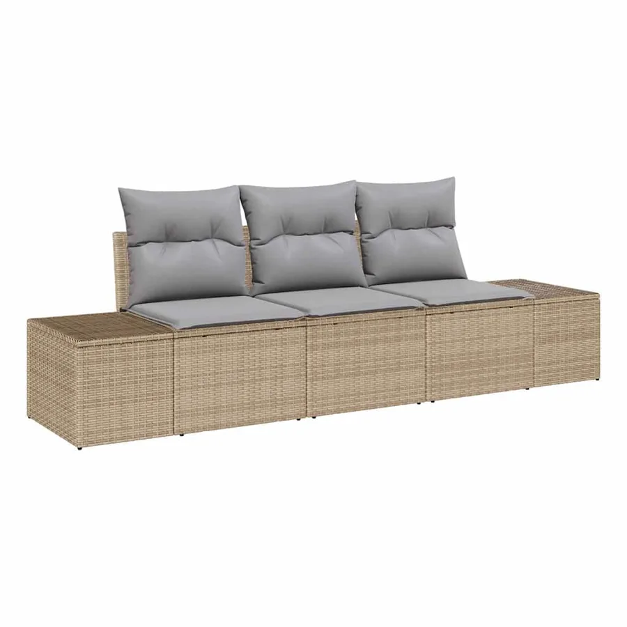 Ensemble de canapé de jardin 3 pcs Beige et Gris clair - 2