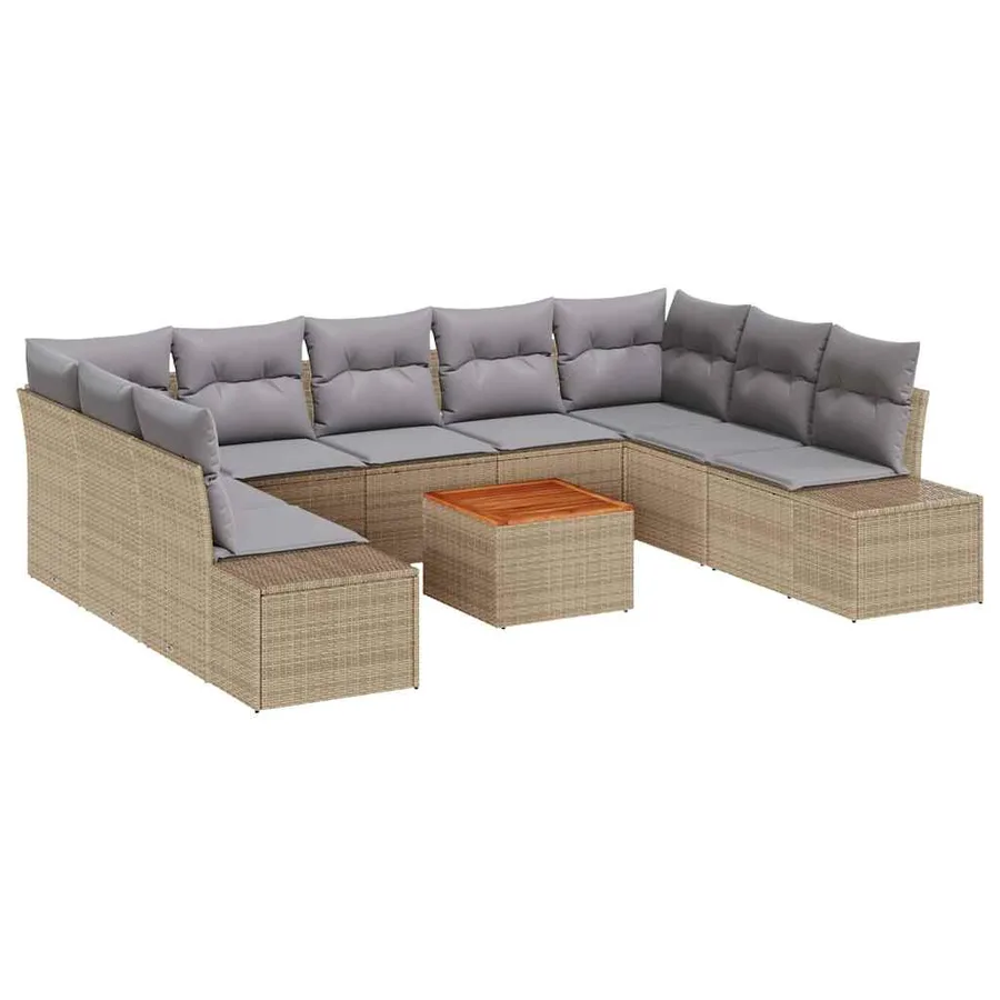 Ensemble de canapé de jardin 10 pcs beige et gris clair - 2