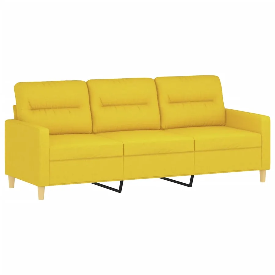 Ensemble de canapés 4 pcs avec coussins Jaune clair Tissu - 5