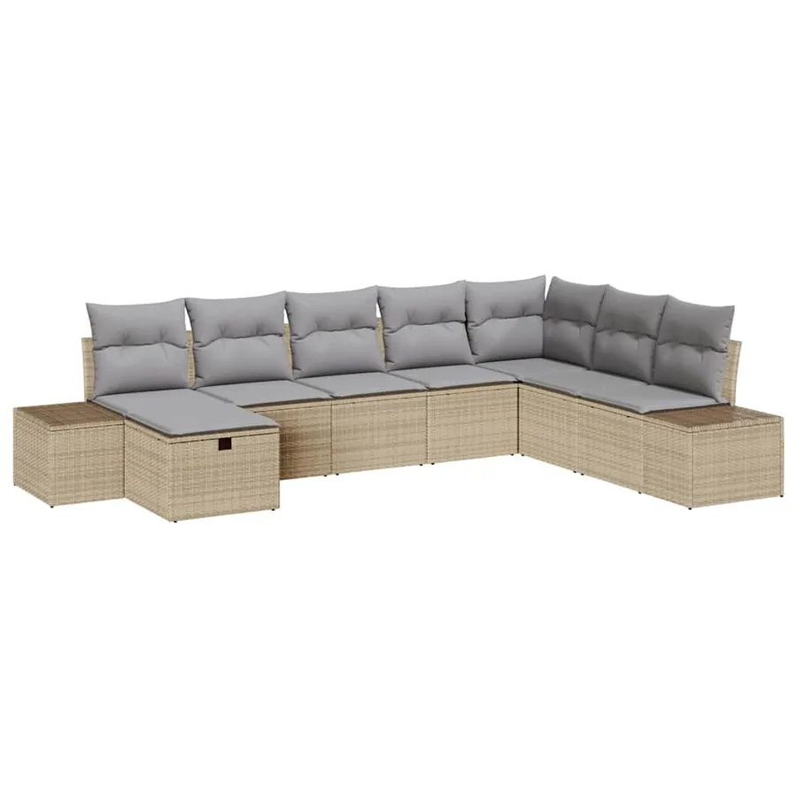 Ensemble de canapé de jardin 8 pcs Beige 55 x 62 x 69 cm - 2