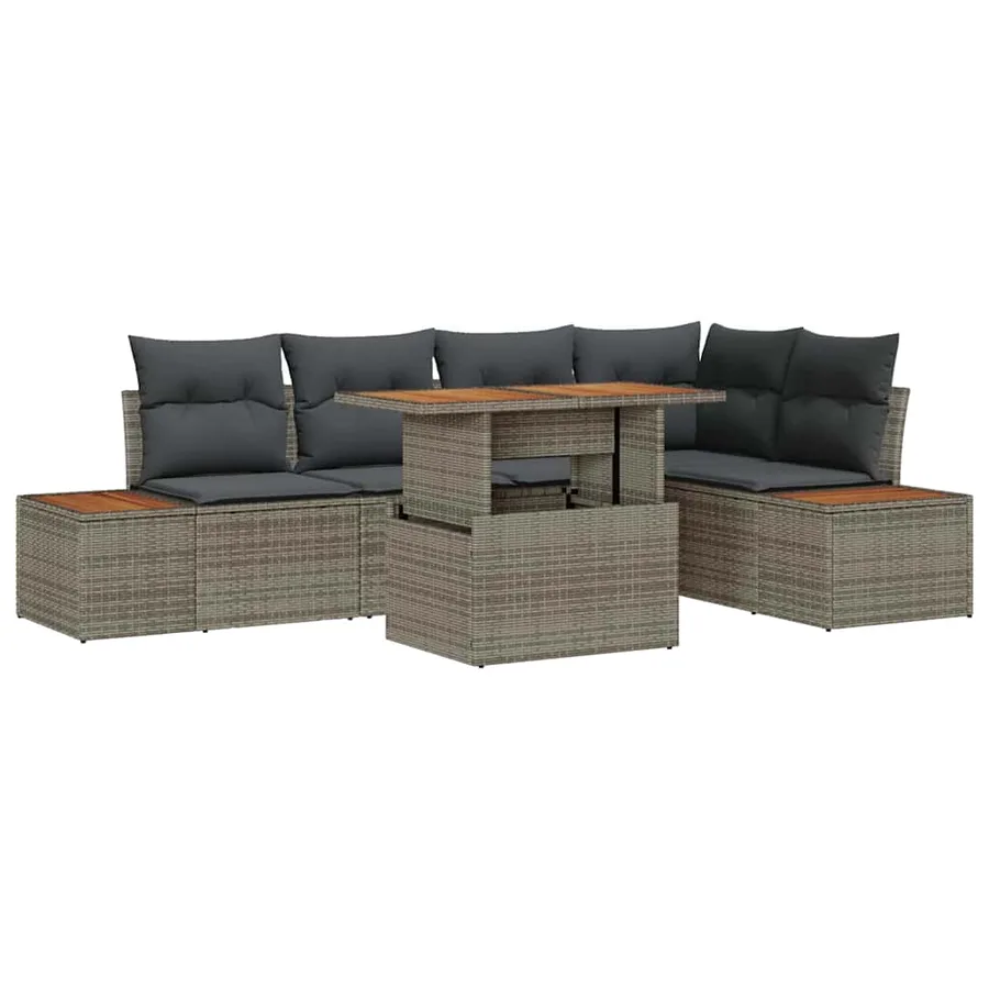 Ensemble de canapé de jardin 6 pc Gris et marron - 2