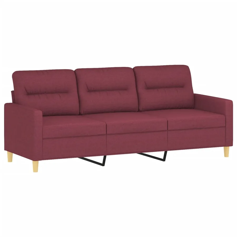Ensemble de canapés 2 pcs avec coussins Rouge bordeaux Tissu - 4
