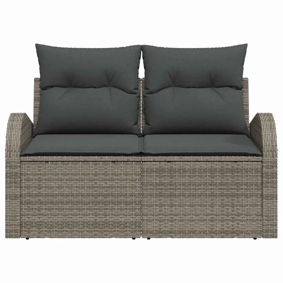 Canapé de jardin avec coussin Gris 124 x 62 x 69cm polyrotin - 5