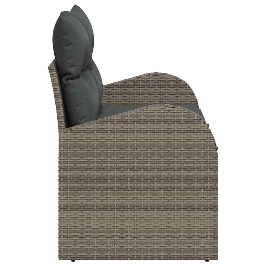 Canapé de jardin avec coussin Gris 124 x 62 x 69cm polyrotin - 6