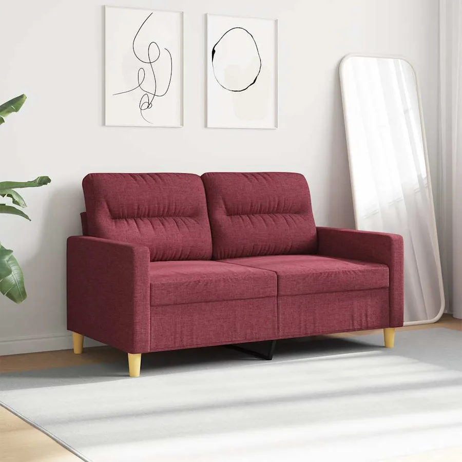 Canapé à 2 places Rouge bordeaux 120 cm Tissu - 3
