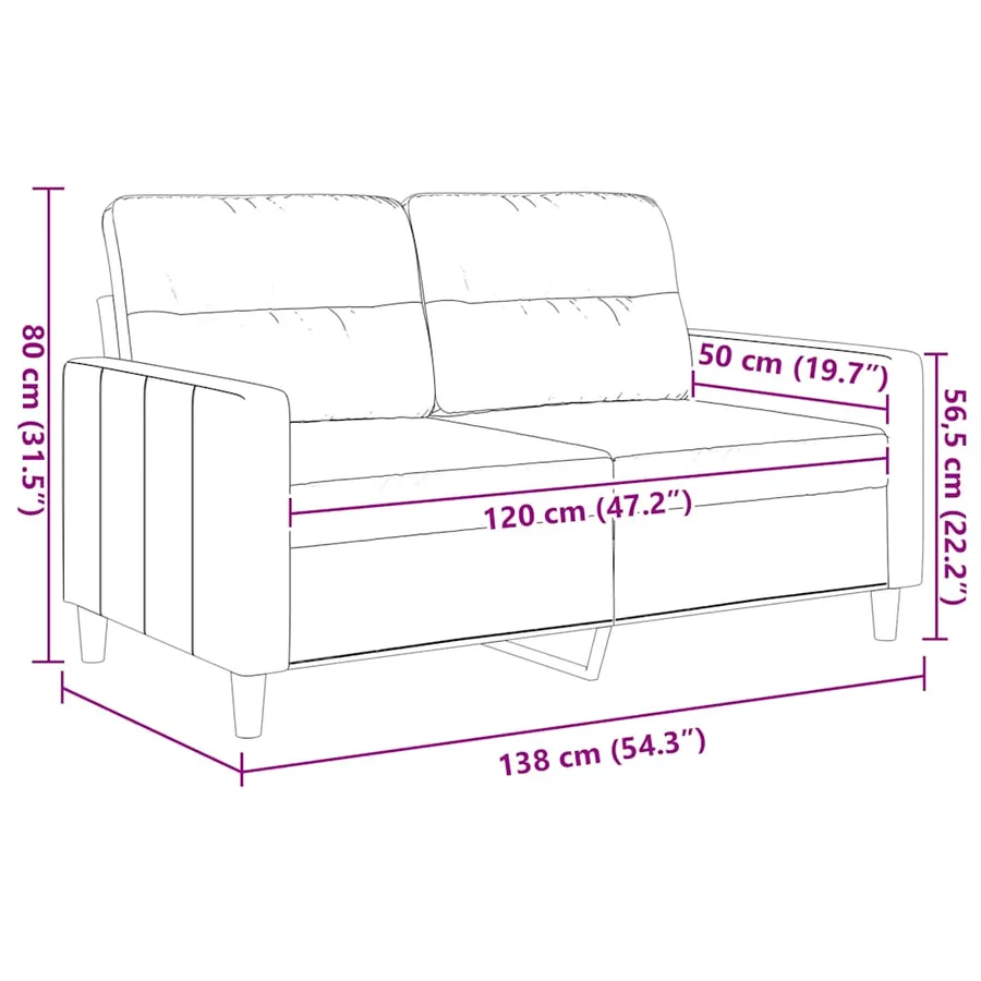 Canapé à 2 places Rouge bordeaux 120 cm Tissu - 9