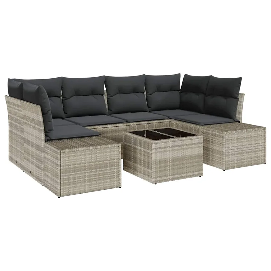 Ensemble de canapé de jardin 8 pcs Gris clair et gris foncé - 2
