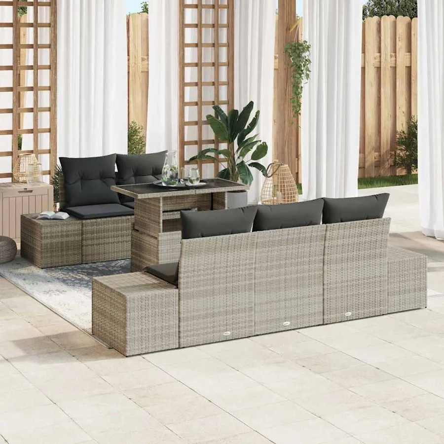 Ensemble de canapé de jardin 6 pcs Gris clair et gris foncé