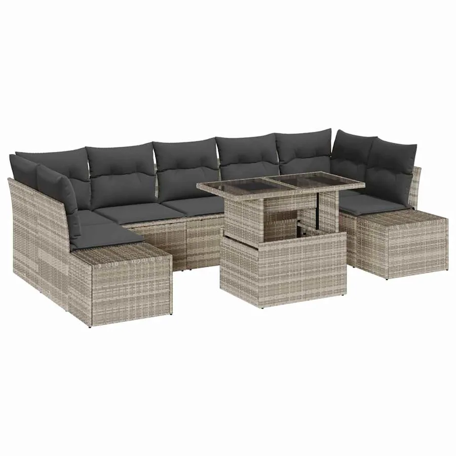 Ensemble de canapé de jardin 8 pcs Gris clair et gris foncé - 2