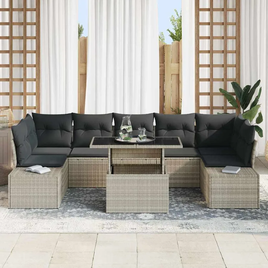 Ensemble de canapé de jardin 8 pcs Gris clair et gris foncé - 3