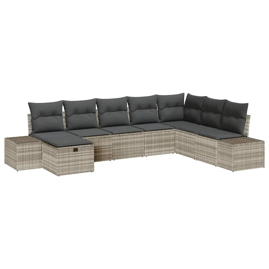 Ensemble de canapé de jardin 8 pcs Gris clair Poly rotin - 2