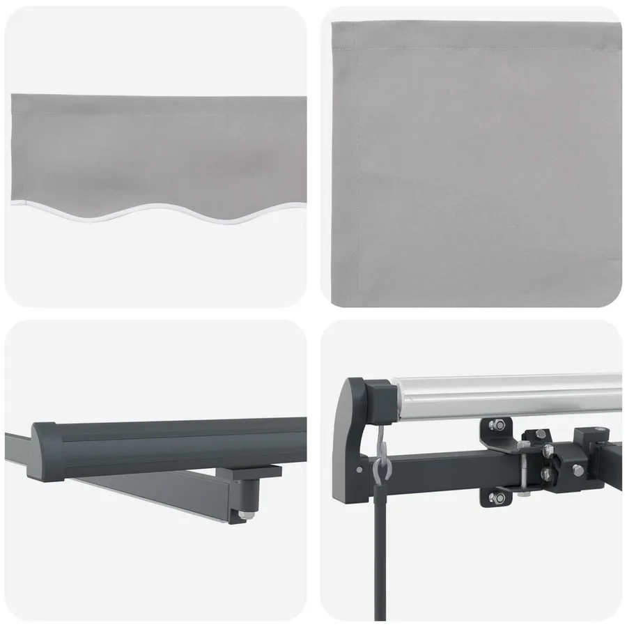Auvent rétractable Gris clair 450 × 300 cm Tissu et Aluminium - 10