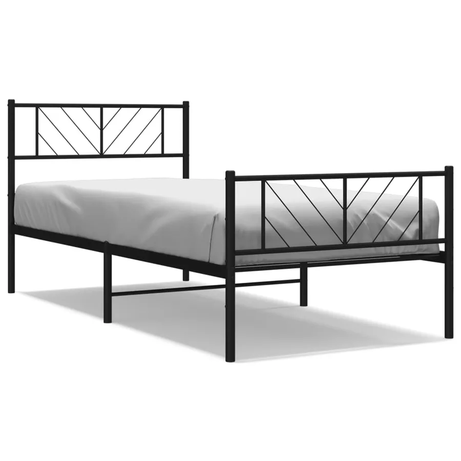Cadre de lit métal sans matelas avec pied de lit noir 90x200 cm - 2