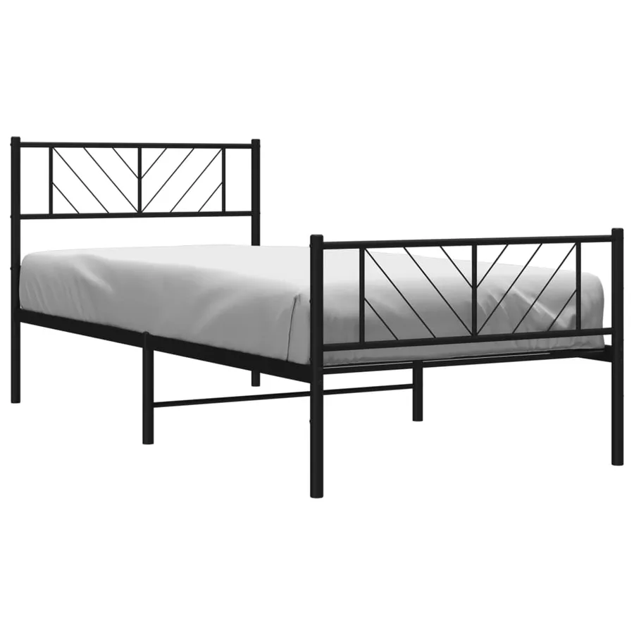 Cadre de lit métal sans matelas avec pied de lit noir 90x200 cm - 3