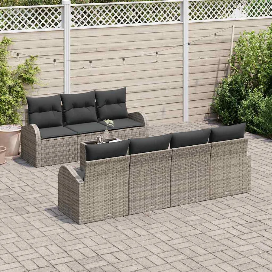 Ensemble de canapé de jardin Gris 55 x 55 x 37 cm polyrotin - 3