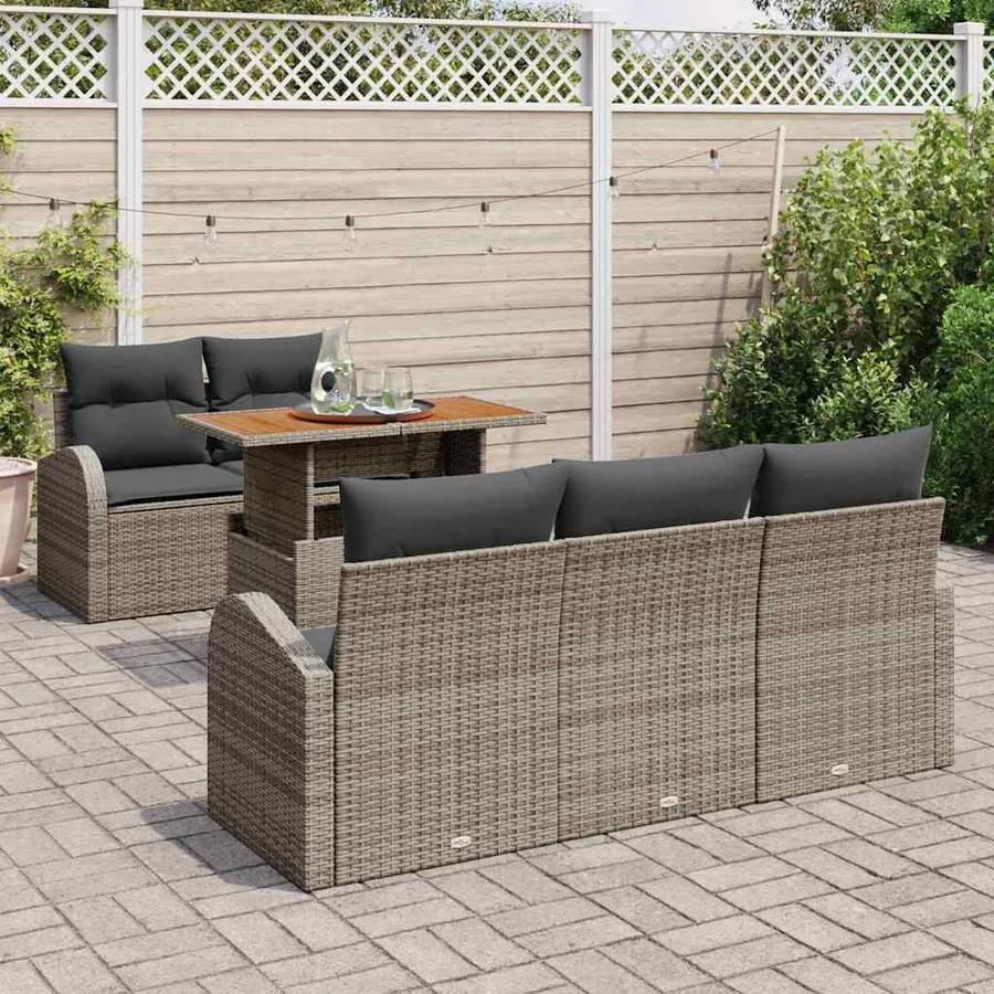 Ensemble de canapé de jardin avec coussin 6 pcs Gris - 3