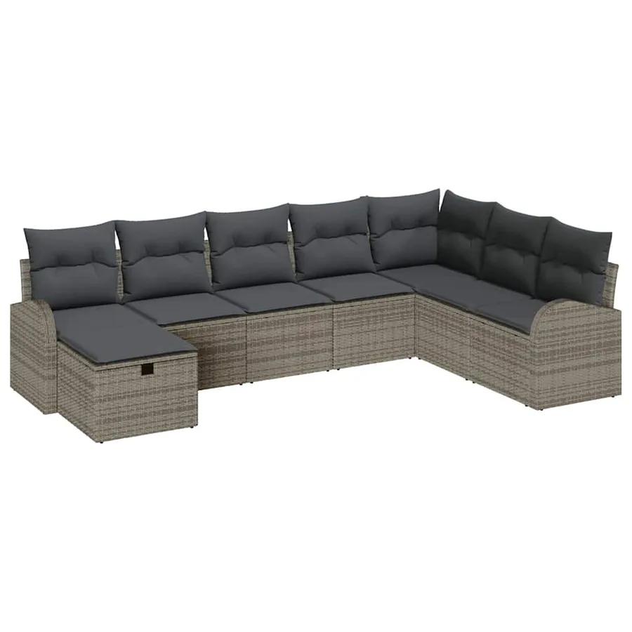 Ensemble de Canapés avec coussin avec stockage Gris polyrotin - 2