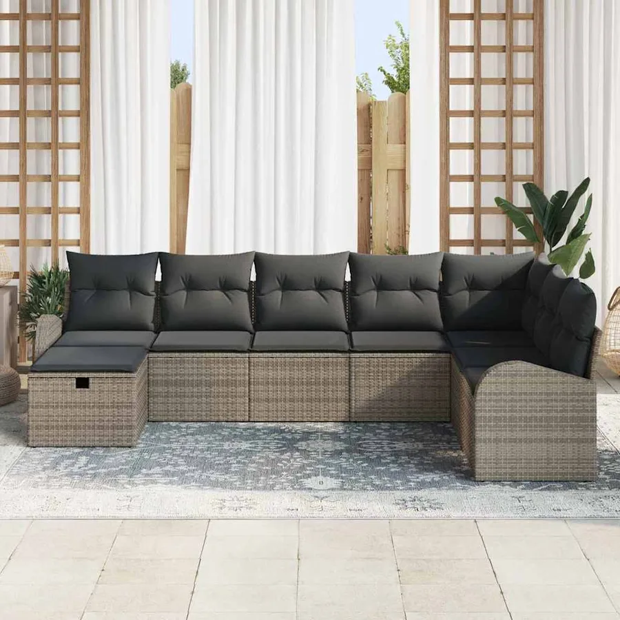 Ensemble de Canapés avec coussin avec stockage Gris polyrotin - 3