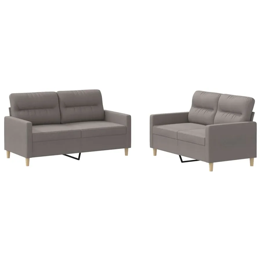 Ensemble de canapés 2 pcs avec coussins Taupe Tissu - 2