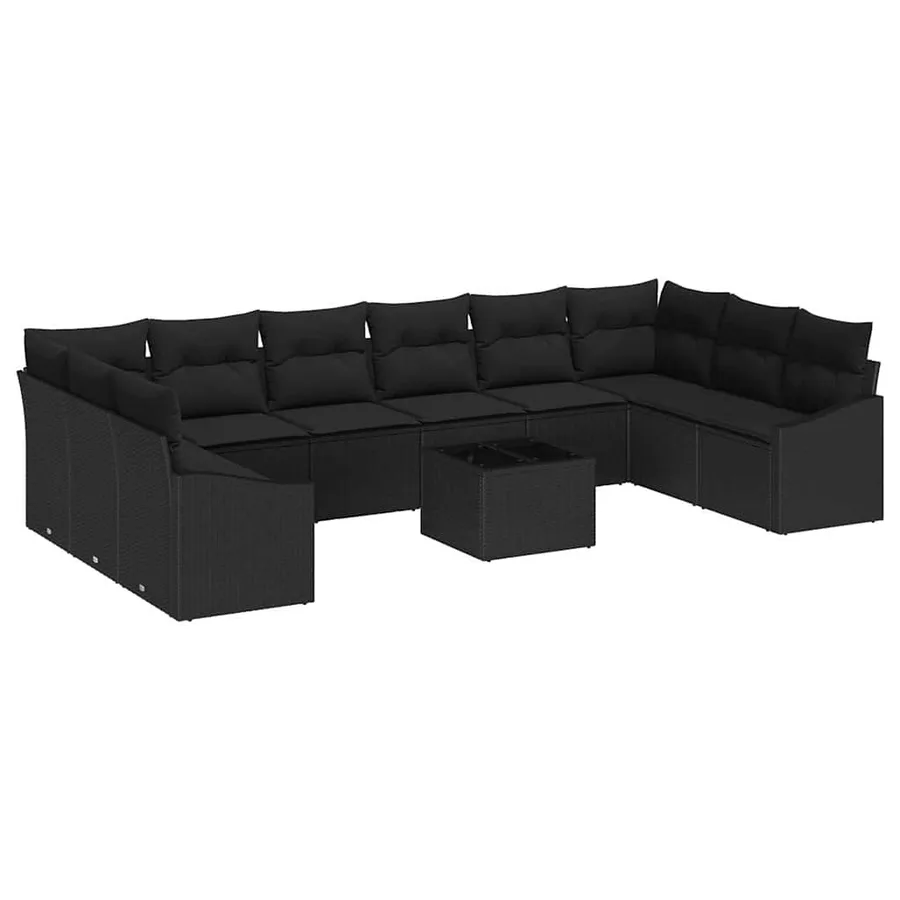 Ensemble de canapé de jardin avec stockage Noir polyrotin - 2