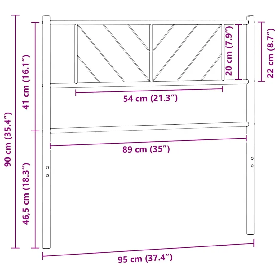 Tête de lit de remplacement métal blanc 90 cm - 6