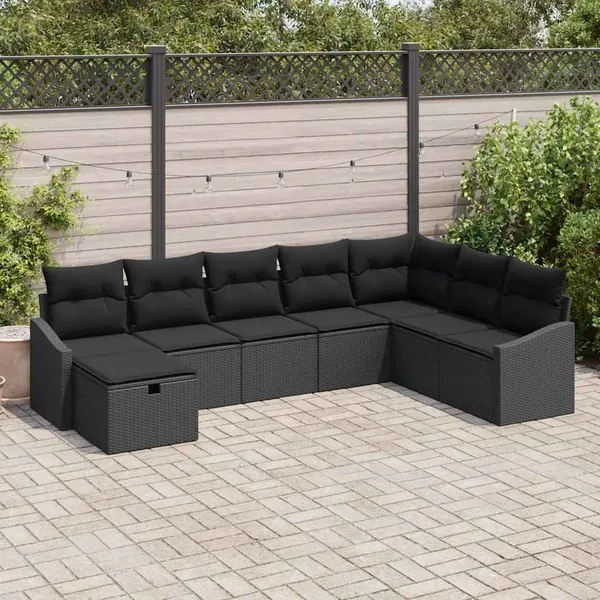 Ensemble de Canapés avec coussin 8 pcs polyrotin
