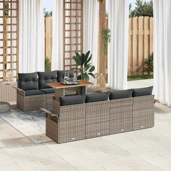Ensemble de canapé de jardin avec coussin 8 pcs Gris