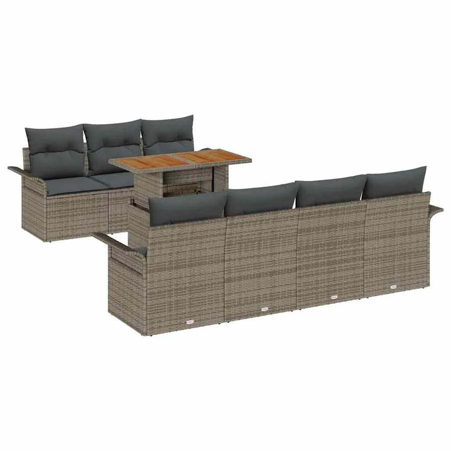 Ensemble de canapé de jardin avec coussin 8 pcs Gris - 2