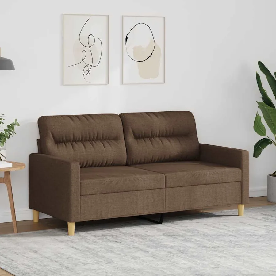 Canapé à 2 places Marron 140 cm Tissu