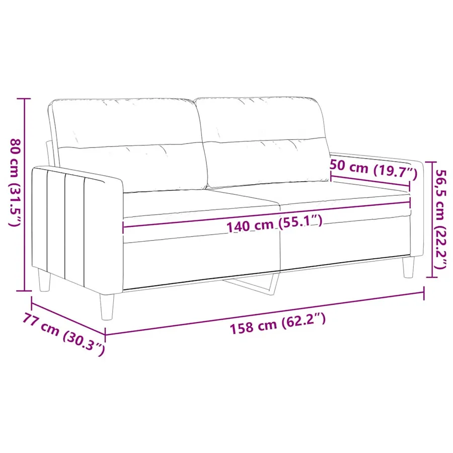 Canapé à 2 places Marron 140 cm Tissu - 9