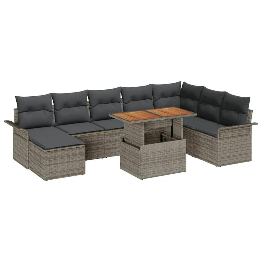 Ensemble de canapé de jardin avec coussin 9 pcs Gris - 2