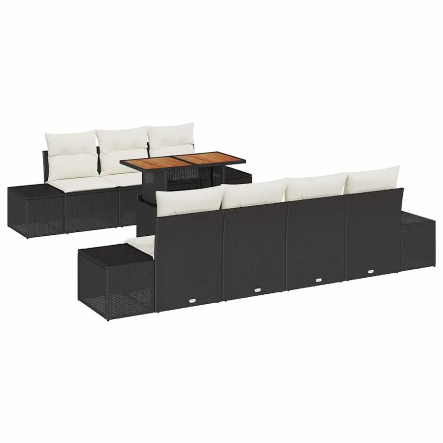 Ensemble de canapé de jardin 8 pc Noir et Crème - 2
