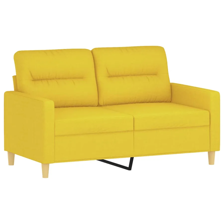 Ensemble de canapés 2 pcs avec coussins jaune clair tissu - 3