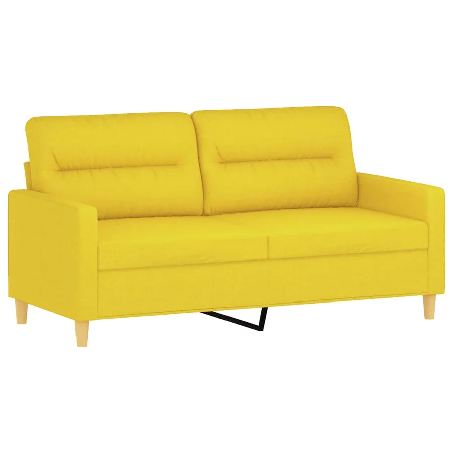 Ensemble de canapés 2 pcs avec coussins jaune clair tissu - 4