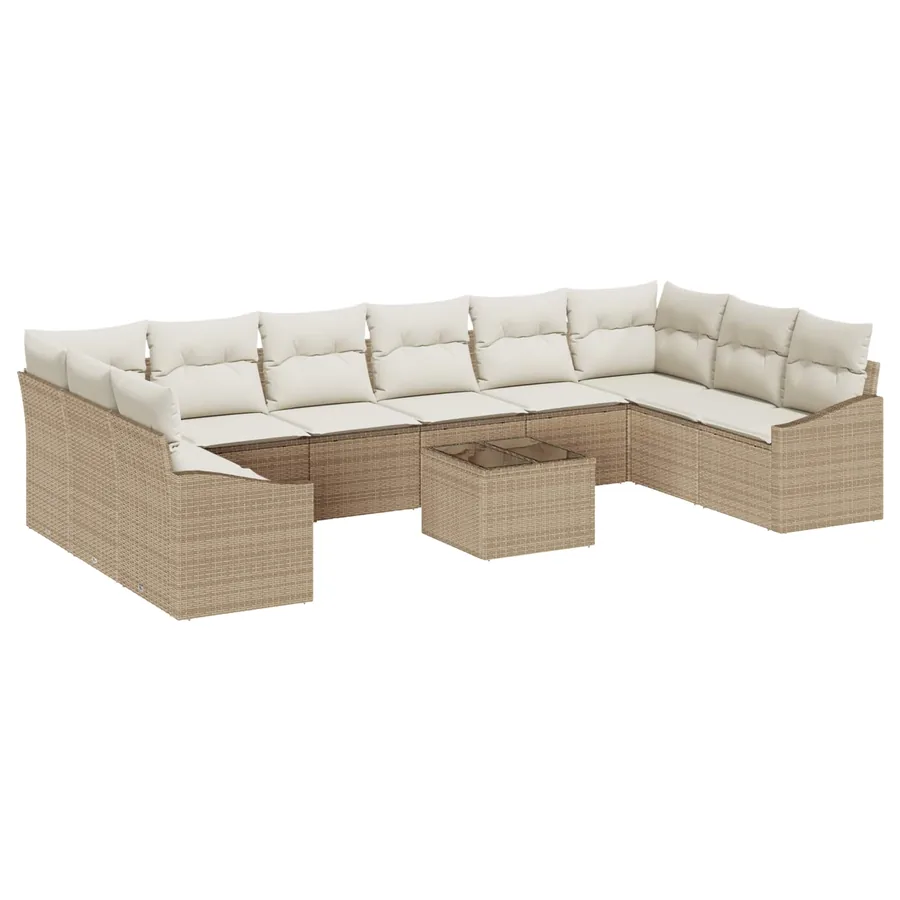 Ensemble de canapé de jardin Beige et crème polyrotin