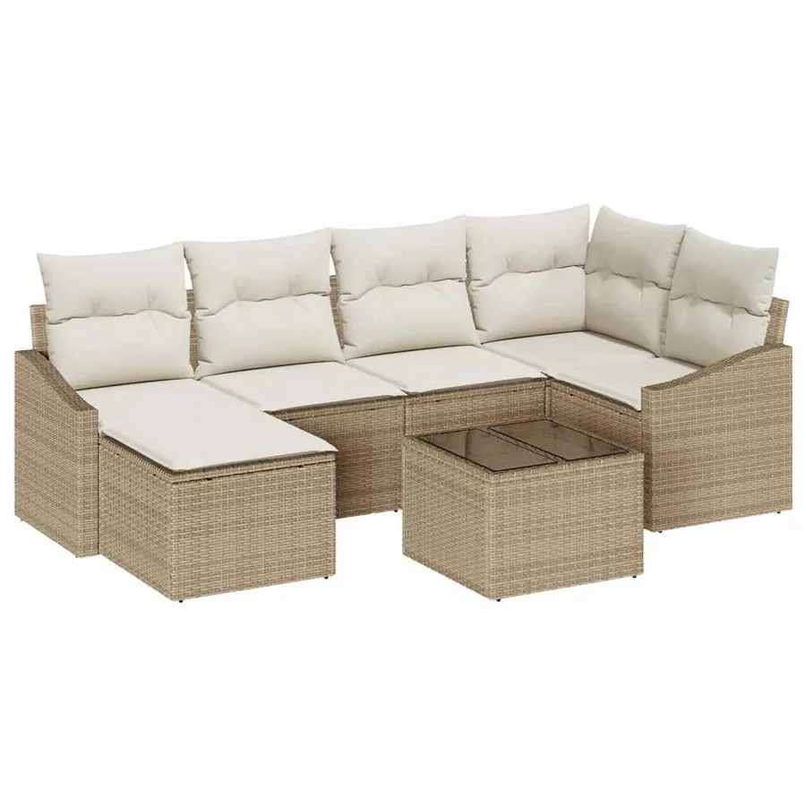 Ensemble de salle à manger pour jardin 7 pcs Beige et crème - 2