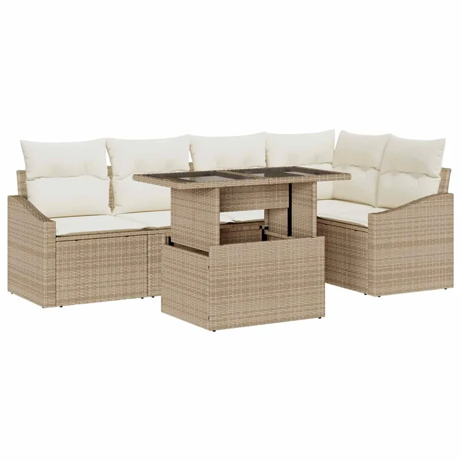 Ensemble de canapé de jardin avec coussin 6 pcs Beige et crème - 2