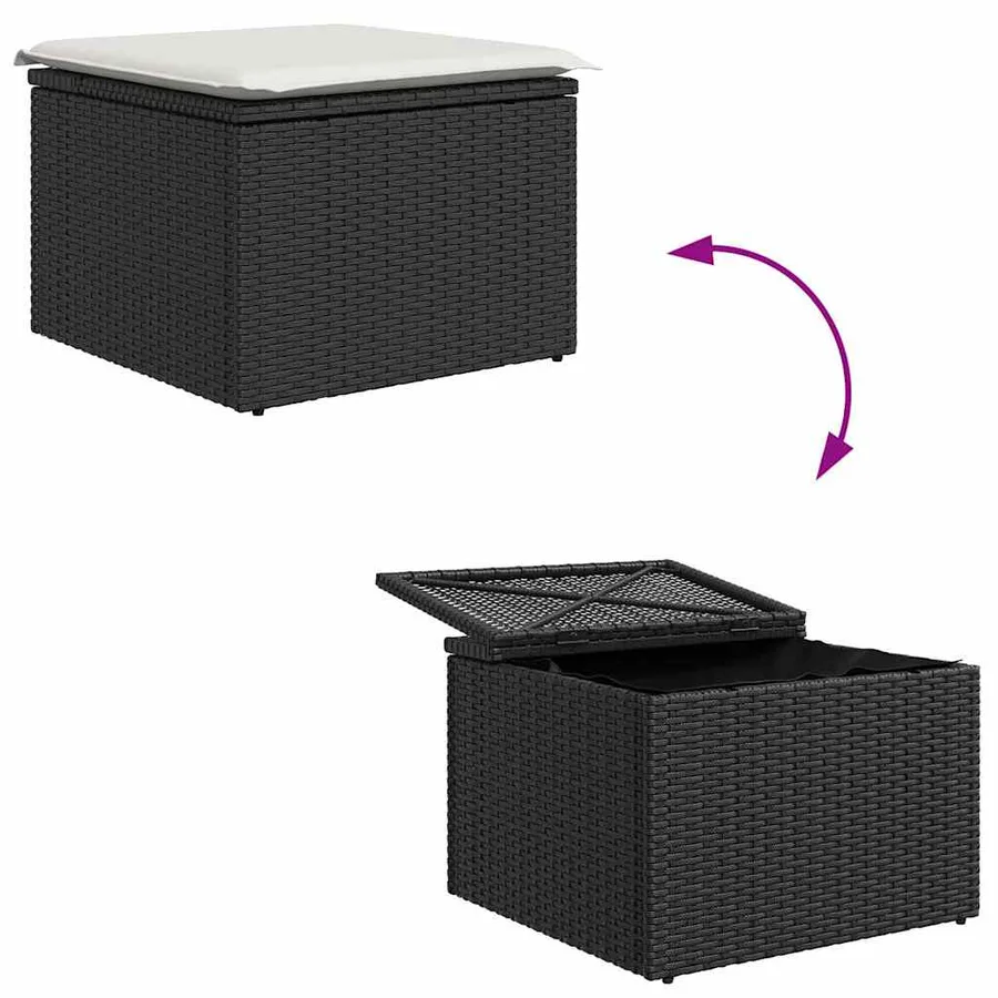 Ensemble de Canapés avec coussin 4 pcs Noir et Crème polyrotin - 10