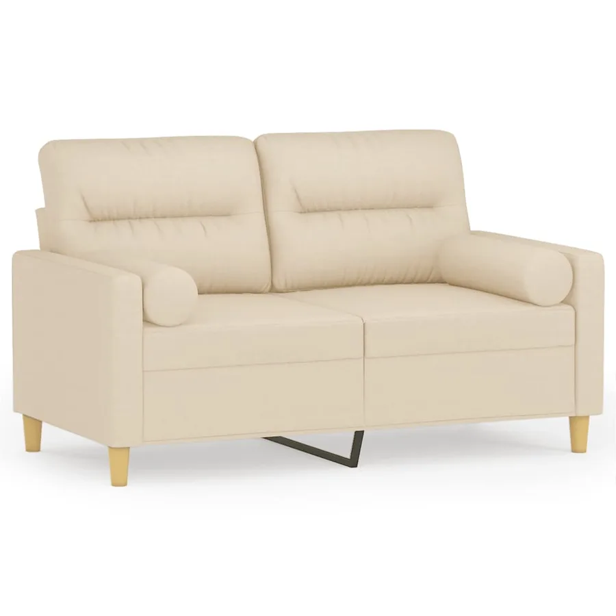 Canapé 2 places avec oreillers décoratifs crème 120 cm tissu - 2