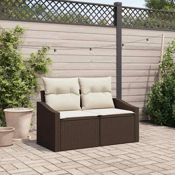 Canapé de jardin avec coussin 123 x 62 x 69 cm polyrotin