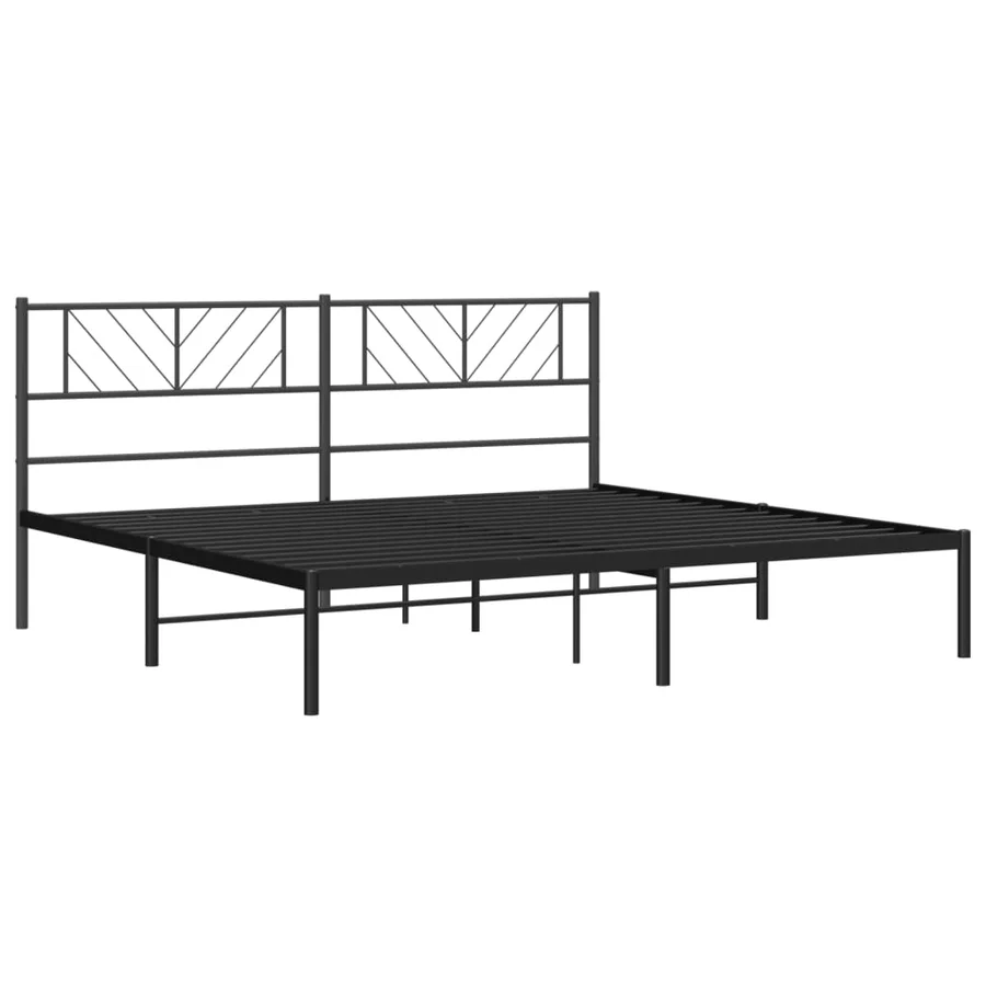 Cadre de lit métal sans matelas avec tête de lit noir 200x200cm - 4