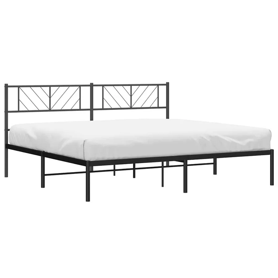Cadre de lit métal sans matelas avec tête de lit noir 183x213cm - 4