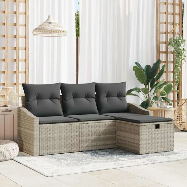 Ensemble de Canapés avec coussin 4 pcs polyrotin